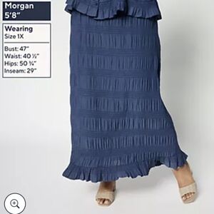 NIP Navy Blue 1X Smocked Maxi Skirt